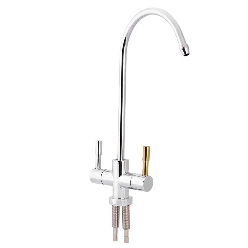 1/4'' Double Holes Sink Faucet Tap Chrome Reverse Osmosis RO Drinking Water Filter