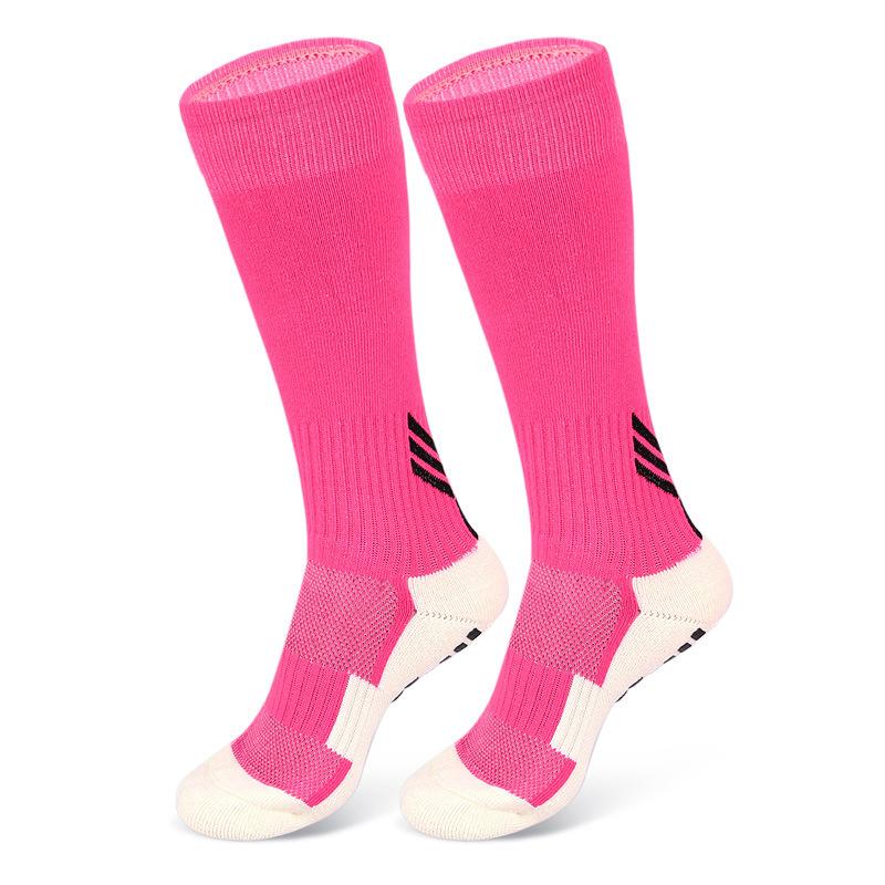 

Sports Long-tube Football Socks, Bottom Dispensing Glue Anti-skid Towel Bottom Thickened Cushioning Pressure Sports Sweat-absorbing High-tube Socks S розовый