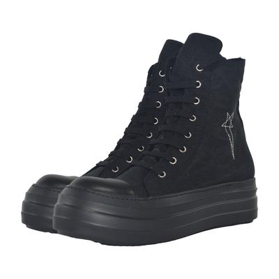 Zapatos de caña alta para hombre Plataforma Botas de lona para mujer Zapatillas de cordones de lujo Cremallera Caña alta Aumento de altura Zapato de otoño