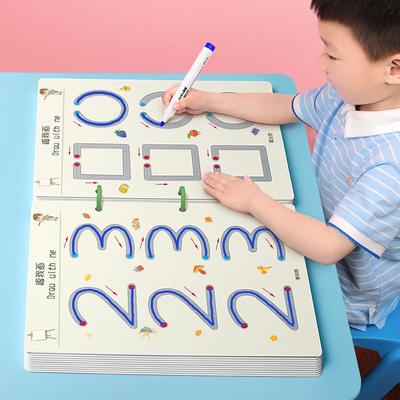 Livro de trabalho de rastreamento mágico reutilizável caligrafia copybook caneta controle livro de treinamento para crianças brinquedos educação papelaria