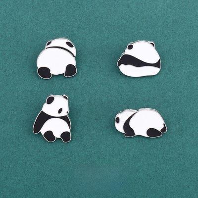 Cartoon Panda Brooch: Cute Japanese Metal Badge for Students' Bags & Clothes Accessories.