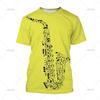 Saxophone Jazz Music T Shirt For Women 3D Print Summer Casual Round Neck Hip Hop T-shirt Short Sleeves Tops Tee Clothes