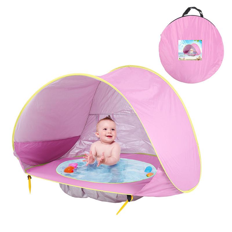 Tenda de Praia Infantil Proteção UV Casa de Brincar Piscina Tenda Pop-Up Portátil Impermeável Piscina Brinquedos de Exterior Para Crianças