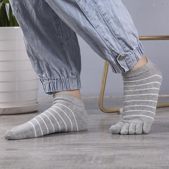 1 Pair Women Socks Five-Toed Split-Toe Design Anti-Odor Sweat-Absorbent Shallow Mouth Socks Sports Daily Wear