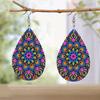 Bohemian Style Colorful Mandala PU Leather Earrings Boho Earrings Trendy Female Earrings Elegant Fashion Earrings Christmas Gifts for Women