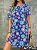 Fashion 3D Print Summer Dress Loose Casual Short Sleeve O-Neck Mini Dress
