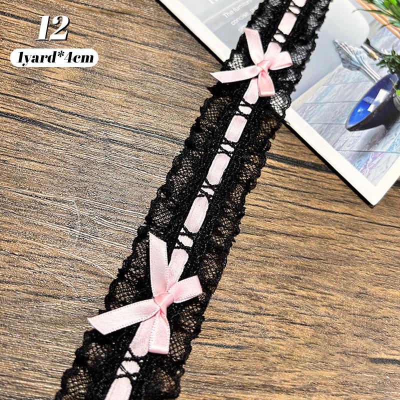 1Yard Bow Pleated Lace Trim Handmade Diy Decoration Baby Clothes Skirt Hem Clothing Lace Accessories Curtains Home Decoration