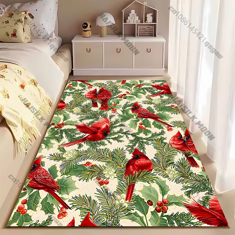 Cardinals holly foliage Christmas decor carpet Yoga living room room decor children's crawling mat doormat area rug