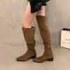 Wear more than one boot! Thick-heeled over-the-knee boots women's shoes velvet boots 2025 new spring and autumn piled knight Martin boots