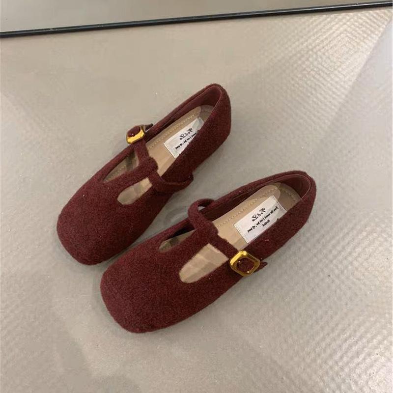Retro Mary Jane Schuhe Damen 2025 Herbst und Winter neu Französisches Temperament elegant Feenwind Gürtel weiche Sohle Abendschuhe Einzelne Schuhe