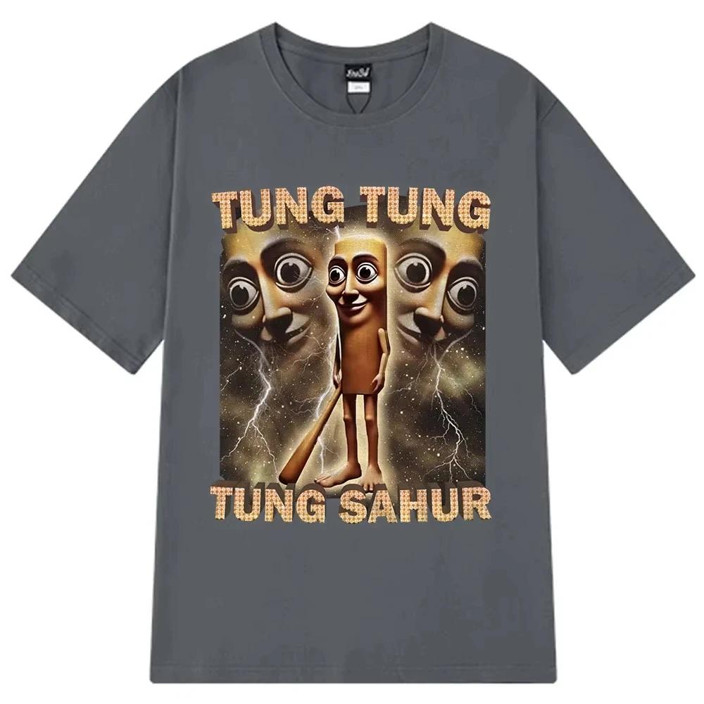 2025 Vintage Tung Tung Sahur Funny Baseball Bat Meme T-shirt Men's Clothing Fashion Style T Shirts Unisex Summer Cotton T-shirts