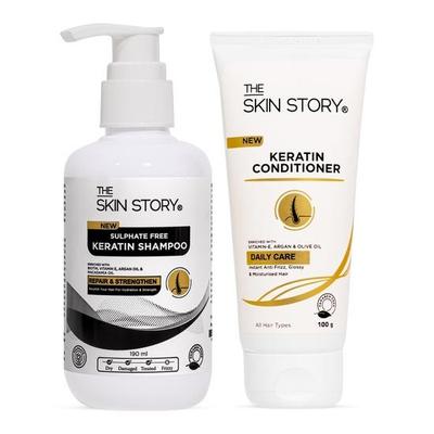 The Skin Story Кератиновий догляд за волоссям Дует | Комбінований набір шампуню та кондиціонера | Вітамін Е| Шампунь 190 мл Кондиціонер 100 мл