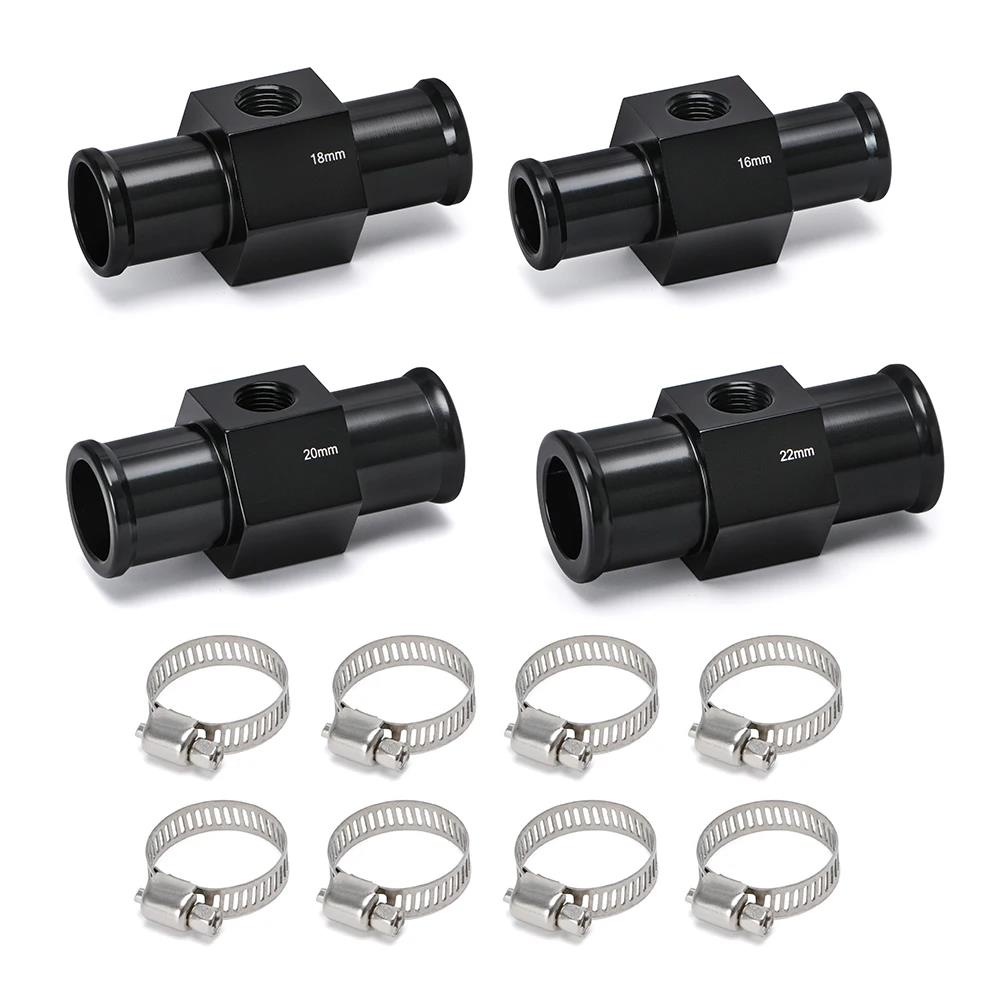 Water Temp Gauge Radiator Temperature Water Temp Joint Pipe Sensor 18/20/22/24MM Hose Adapter 1/8 NPT Water Thermostat Tee Coolant Temperature 4