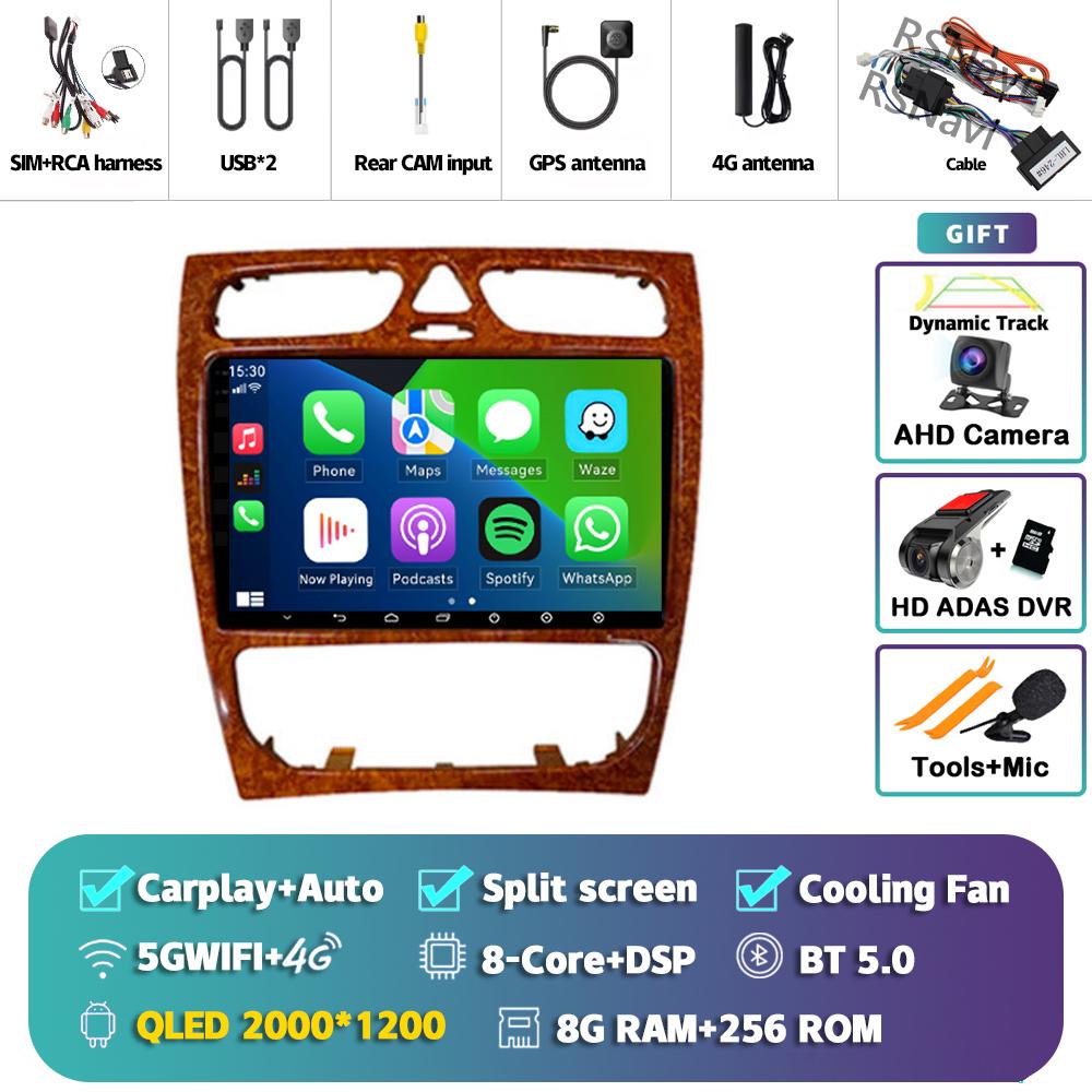 Android 14 Carplay Car Radio  For Benz W209 Multimedia Video Player Navigation GPS Stereo 2Din DVD 360 Camera Head Unit 4G+Wifi