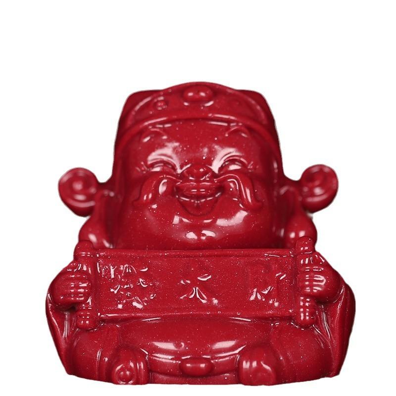 Cinnabar God Of Wealth Decoration Desktop Small Living Room Furnishings Ornaments Enrichment Wangzhai Entrance Decorat