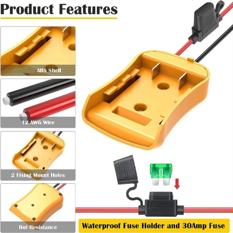 Quick Connecting 18V Power Converters ABS Resins Battery Adaptors Cable For Outdoor Tool And Emergency Equipment