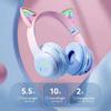 Auriculares inalámbricos con degradado RGB, bonitos auriculares con orejas de gato, Bluetooth y micrófono, auriculares estéreo para juegos de música, regalos para niñas y niños