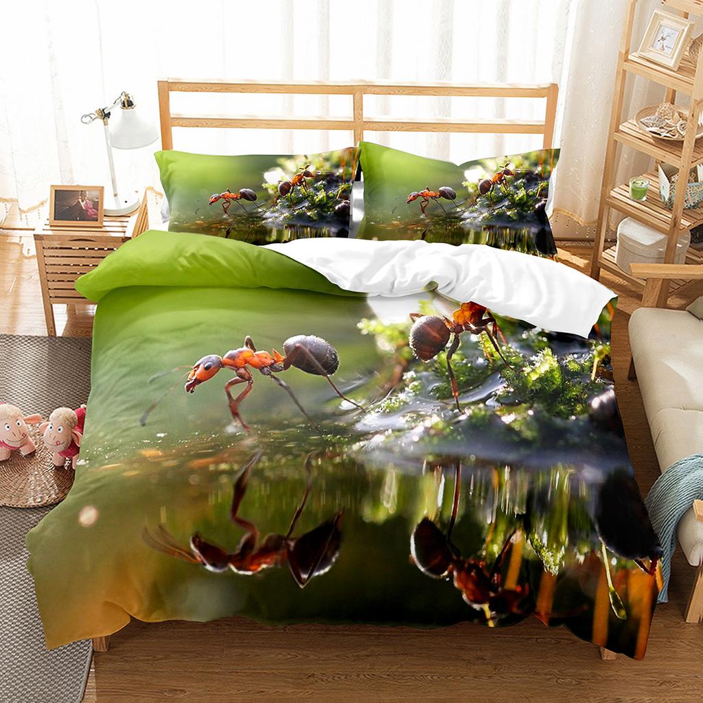 Spider Insect King Queen Duvet Cover Cute Microscopic Animal Bedding Set Natural Creatures Quilt Cover Polyester Comforter Cover