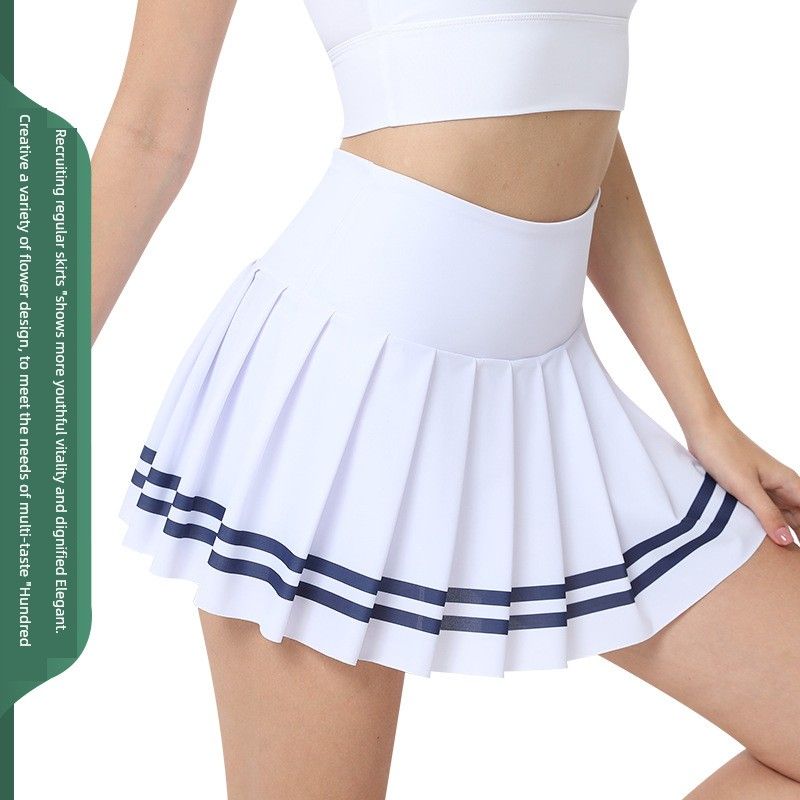 Foreign Trade New Bars Print Badminton Tennis Skirt Fitness Yoga Pleated Skirt Outdoor Running Short Exercise Skirt
