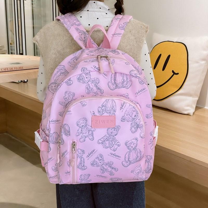 Cute Bear Backpack, Light Weight Reduction Backpack for Primary School Students, Cartoon Schoolbag, Travel Research Bag, Korean Version of High Value