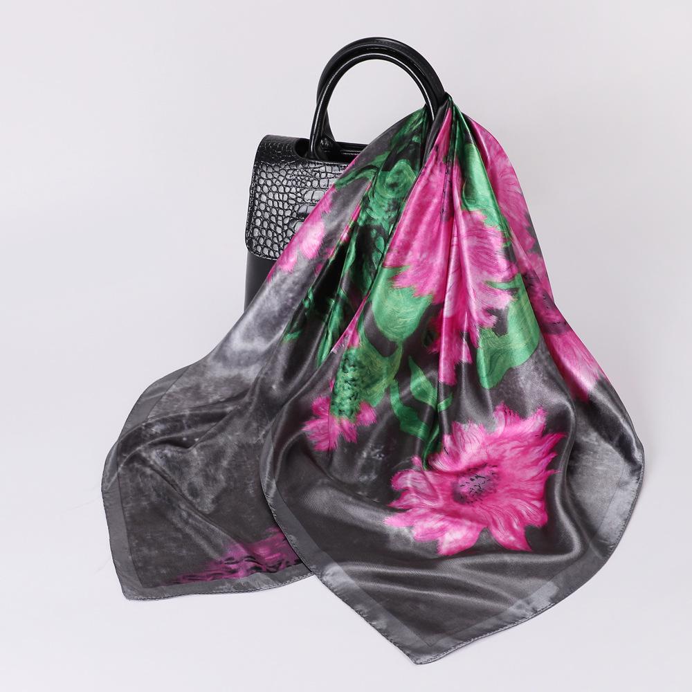 

Высококачественные роскошные шелковые шарфы, повязка на голову, шарфы, шейный шарф для женщин, шелковый шарф с цепочкой, женская декоративная шаль 90cm