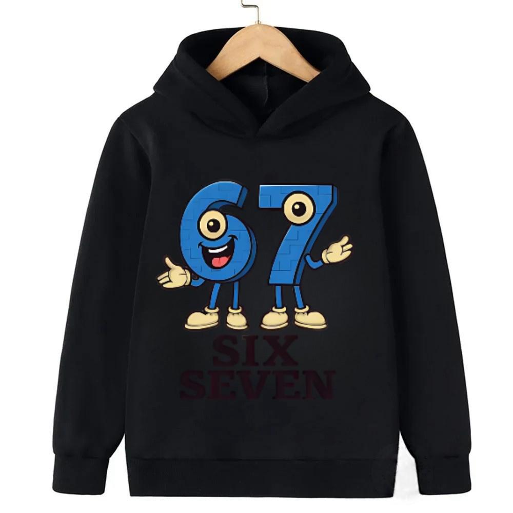 "67 Baby Vibes" Kids Hoodie Adorable Viral Meme Toddler Pullover Fashionable and Fun Children's Comfortable Sweatshirt Hoodie