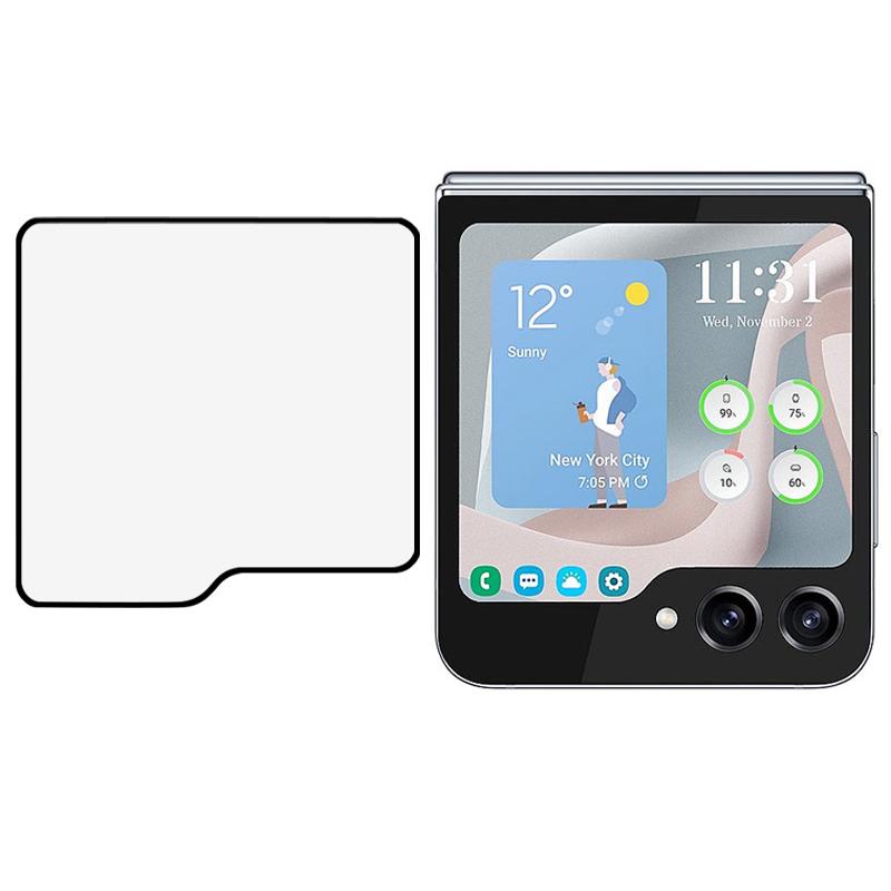 

Для Samsung Galaxy Z Flip6 5G/Z Flip5 5G Захисне скло для екрана Шовкотрафаретний друк Загартоване скло Плівка з повним клейовим шаром (Зовнішній екран) Type A