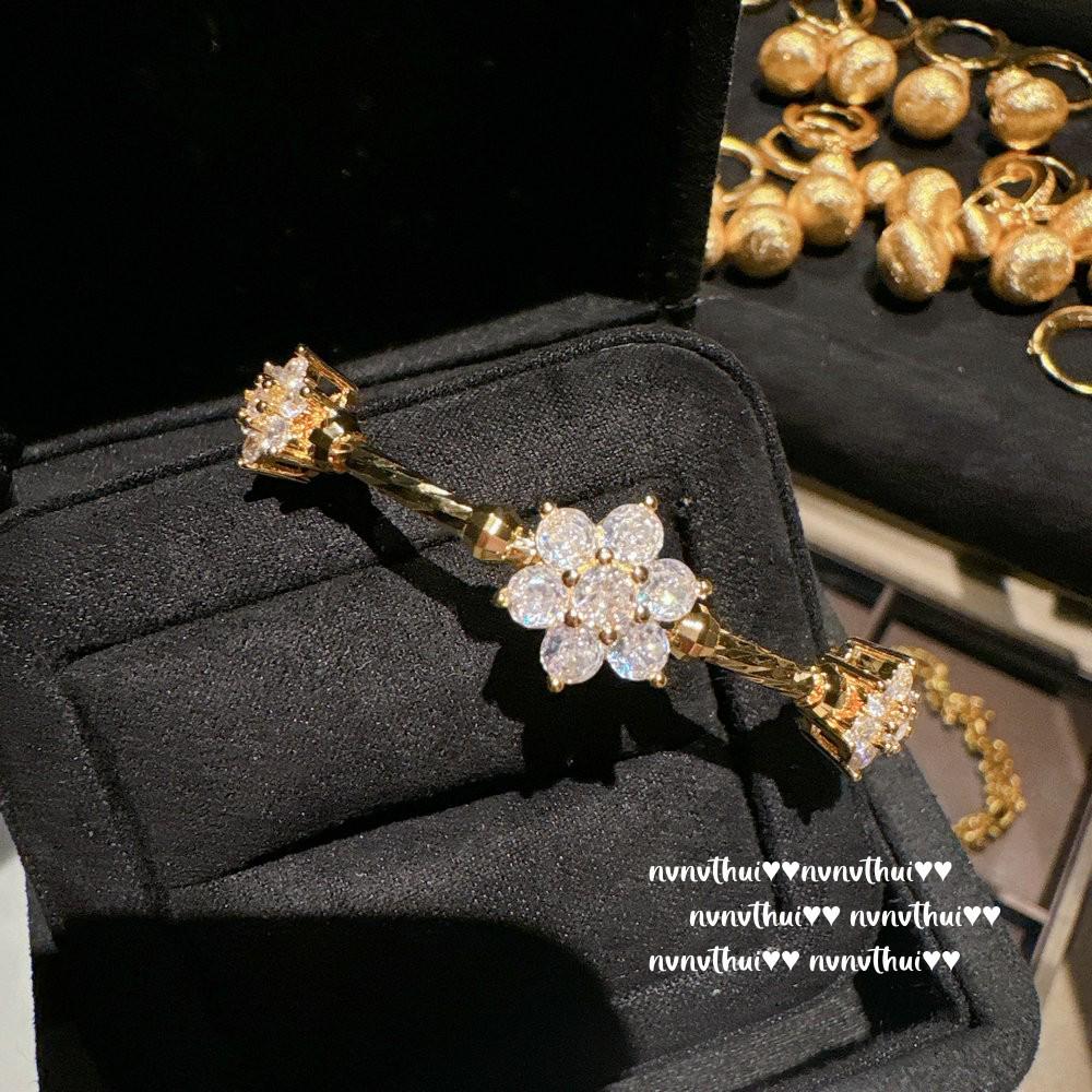 Vintage 18K Gold-Plated Sunflower Zircon Flower Ring