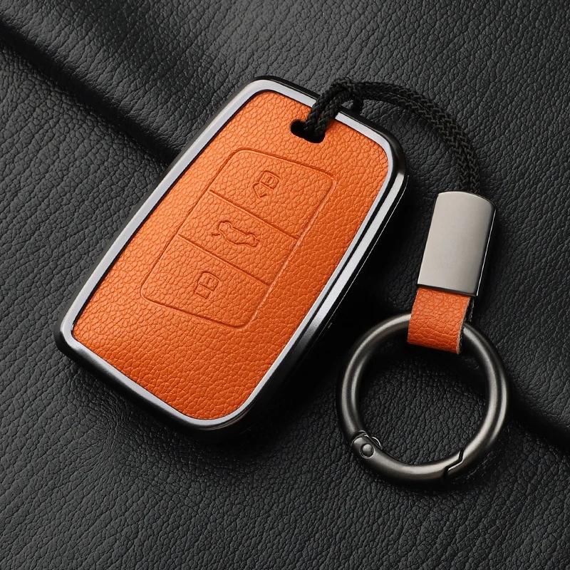 Metal And Leather Car Key Case Cover For Vw Volkswagen Passat B8 Cc Arteon Magotan Gte Skoda Fabia Superb A7 Kodiaq