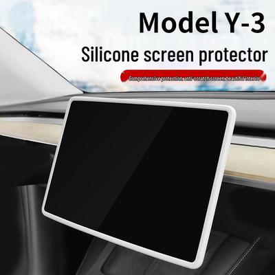 Protetor de Tela Tesla Model 3/Y Moldura de Silicone: Cobertura de Colisão do Visor da Consola Central.