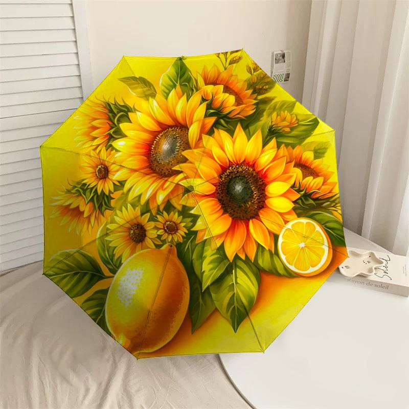 

1PC Sunflowers Lemon Umbrella-8-Rib Reinforced, Automatic Open, Lightweight & Durable, Fashion Accessory for Outdoor-L0335