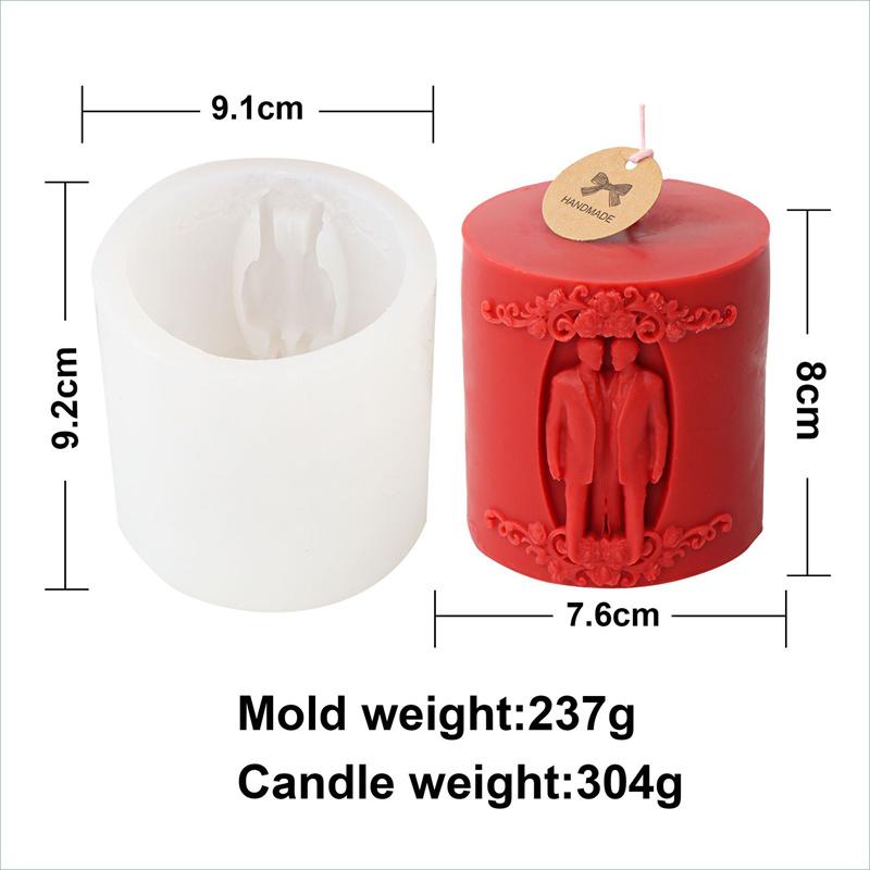 

Romantic Couple Cylinder Silicone Candle Mold Resin Mould Epoxy Resin Casting Molds for DIY Crafts Candles Making Wedding Gifts