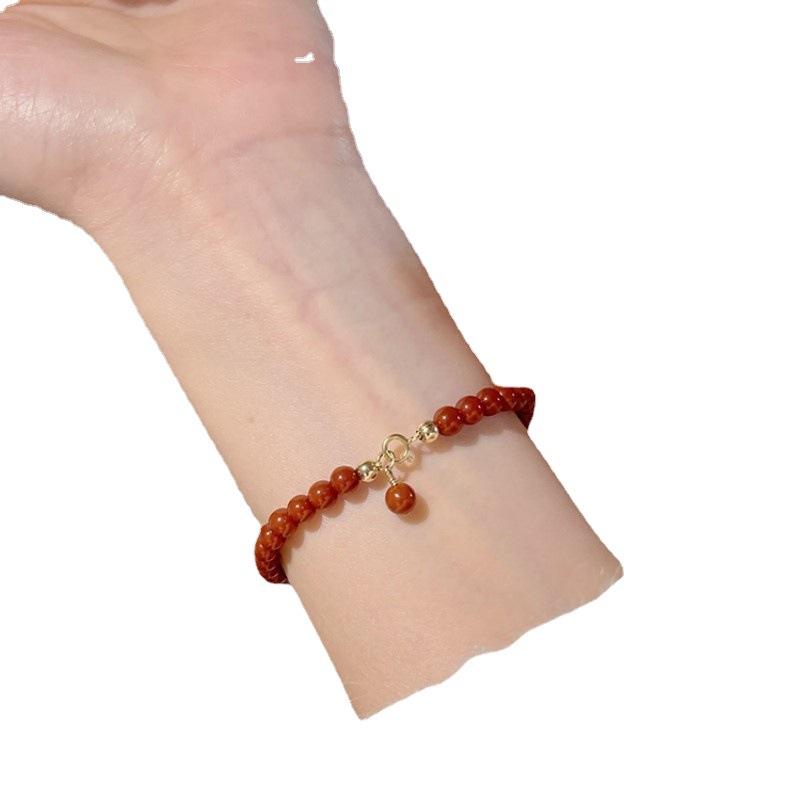 Persimmon Red Natural Southern Red Agate Bracelet, Zodiac Bracelet for Women, Simple Rabbit-themed Jewelry Gift for Girlfriends