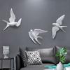 European White Three-dimensional Bird Wall Decoration Living Room Swallow Wall Hanging Abstract Animal Ornaments Home Decoration