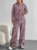 Broken Flowers European And American Autumn And Winter Casual Long-Sleeved Suit Women'S Hooded Sweater Trousers Two-Piece Set