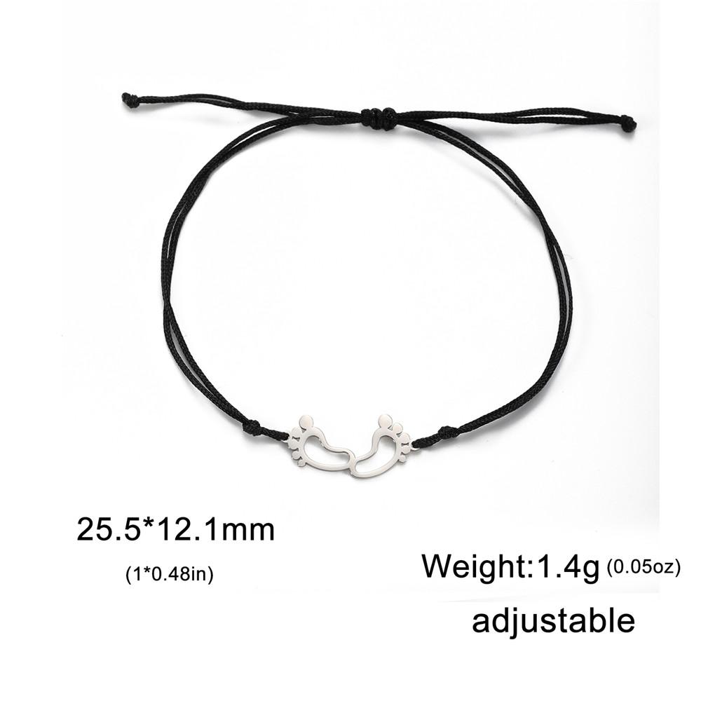 Cute Baby Feet Bracelets Stainless Steel Gold Charm Bracelets on Hand Jewelry Gift for Women Mother Friends
