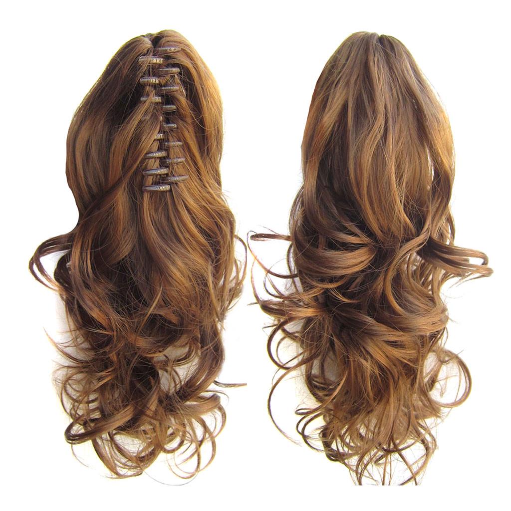 Langes Haar, Dutt, Perücke, Pferdeschwanz, matt, Hochtemperatur-Seidenfaser, Krallenklammer, 43,2 cm