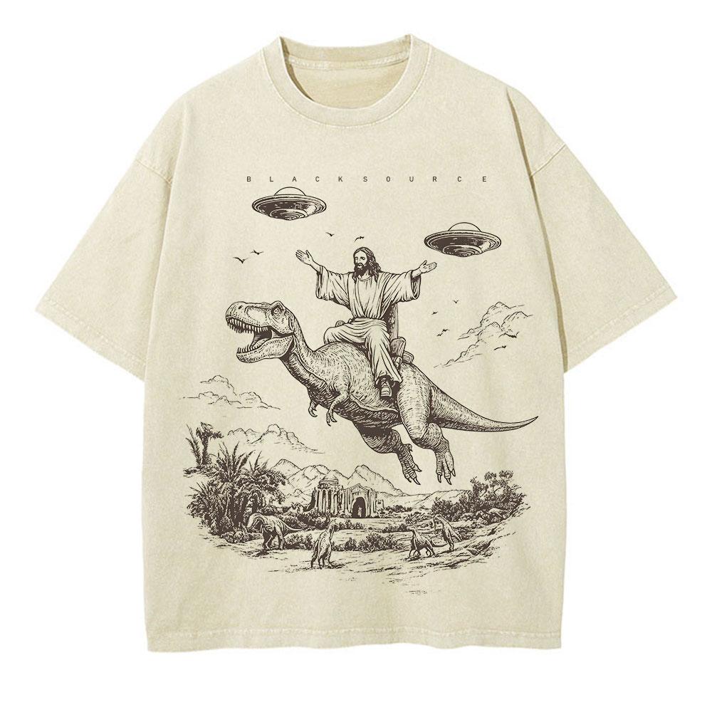 Gott Dinosaurier Muster Mode T-Shirt Unisex und Unisex Sommer Neu Baumwolle Atmungsaktiv Unisexs T-Shirts Lässig Vintage Streetwear