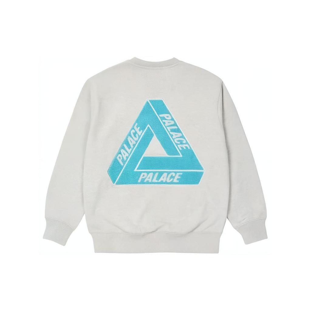Palace Spring 2023 Tri-Ferg Fleece Crewneck Sweatshirt Unisex Tops Grey PLC23030