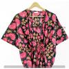 Women Hippie Summer Cotton Sleepwear Floral Print Black Long Maxi Caftan Dress CKFTN-SCRN-FULL-BUYIT-141