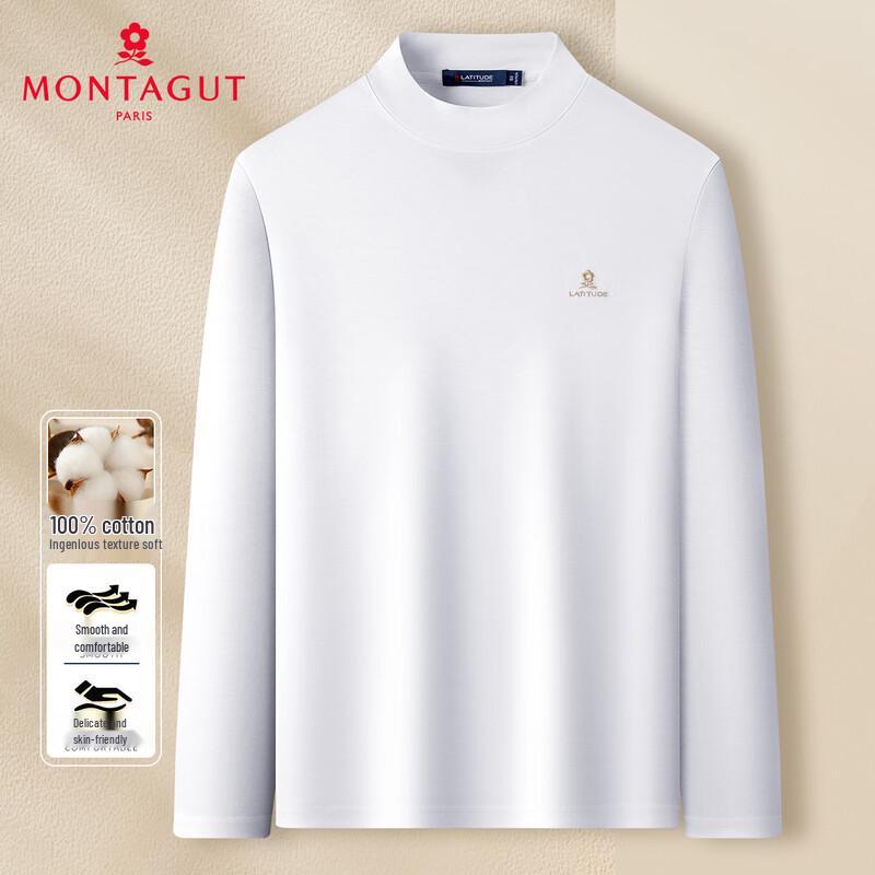 MONTAGUT Men s 100% Cotton Basic Long-Sleeve T-Shirt 56