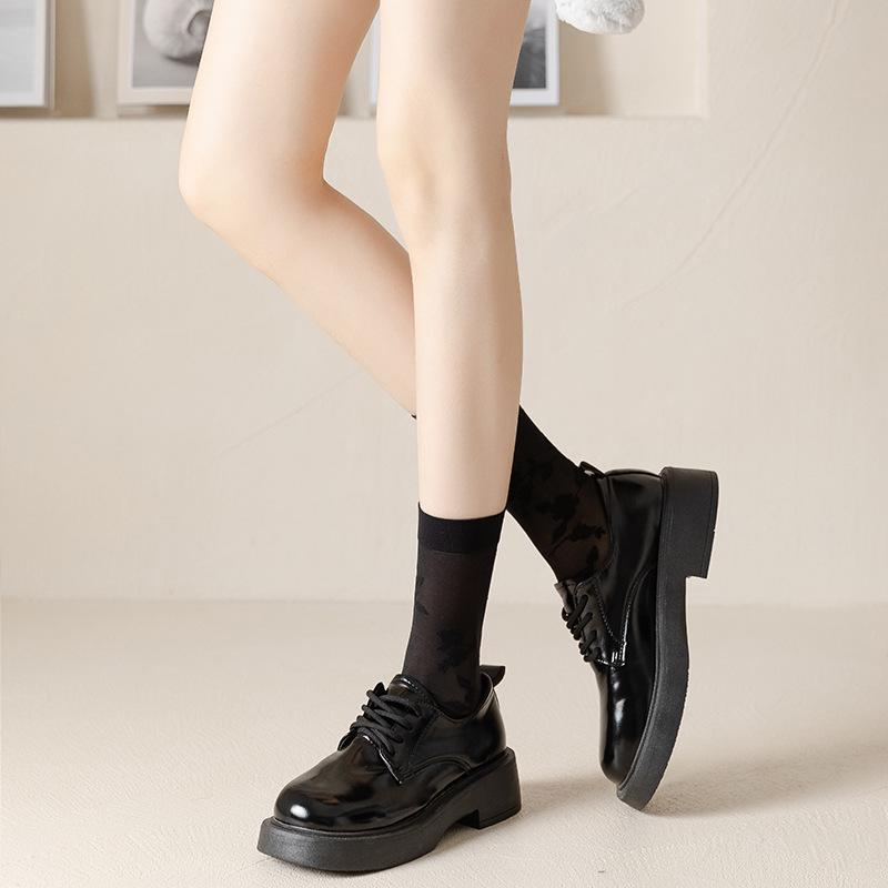 Long Socks, Thin Mesh Breathable Women's Mid-calf Socks for Spring and Summer, Black Summer Cotton Socks