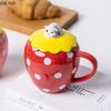 Kreativní jahodový keramický hrnek roztomilý hrnek na kávu s víkem odpolední čaj mléčný hrnek džus hrnek na nápoje domácí hrnek na vodu