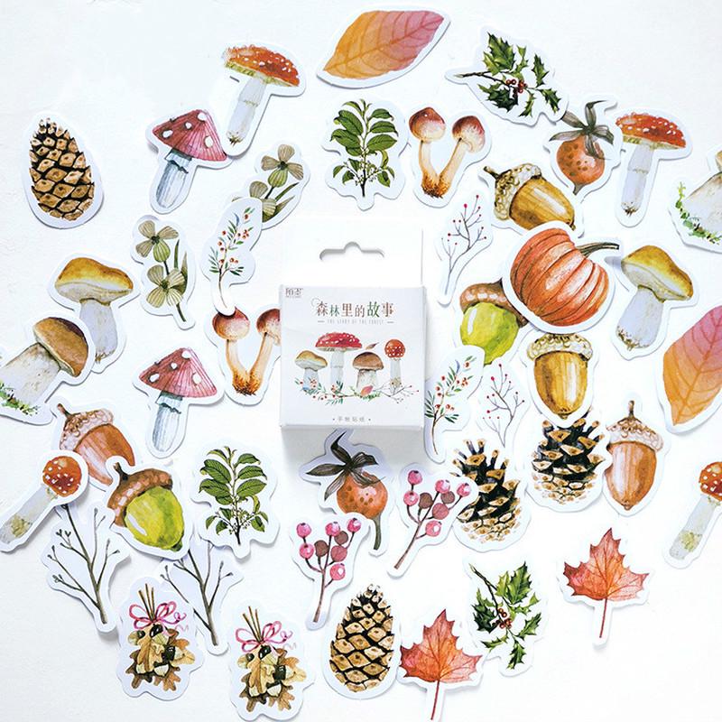 Plant Forest Mini Papírová Samolepka 46ks/krabička Dekorace Ablum Bullet Journal Diář Scrapbooking Štítek