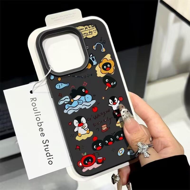 Case For Redmi Note 14 4G 13 12 PRO 5G Plus 11S 13C 14C 12C 12 13 A5 A3 Bracelet Chain Cute Pingu PU Leather Cover
