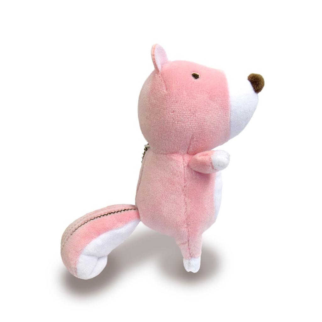 Morisaka Global Mochi Chipmunk-kun Mini 6 x 6 x 13cm Pink Plush Mascot with Ball Chain Mochi Series MOSH-0120
