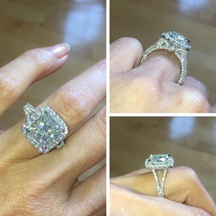 Jianjie European-American Style White Zircon Women's Engagement Wedding Bride Ring