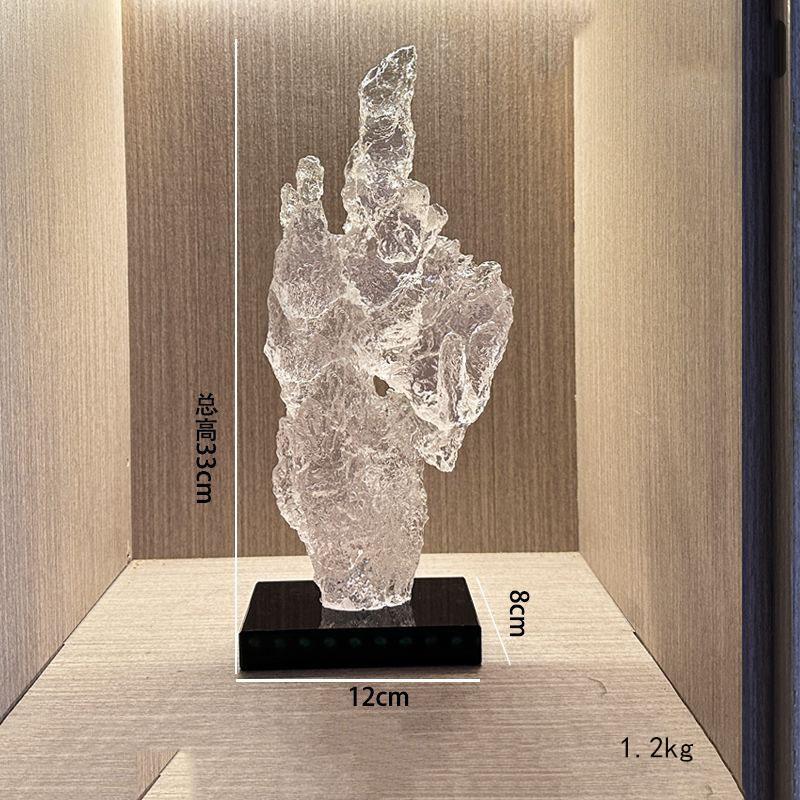Luxury Black Crystal Base Resin Taihu Lake Stone Figurines Store Office Desk Furnishing Crafts Home room Table Sculpture Decor