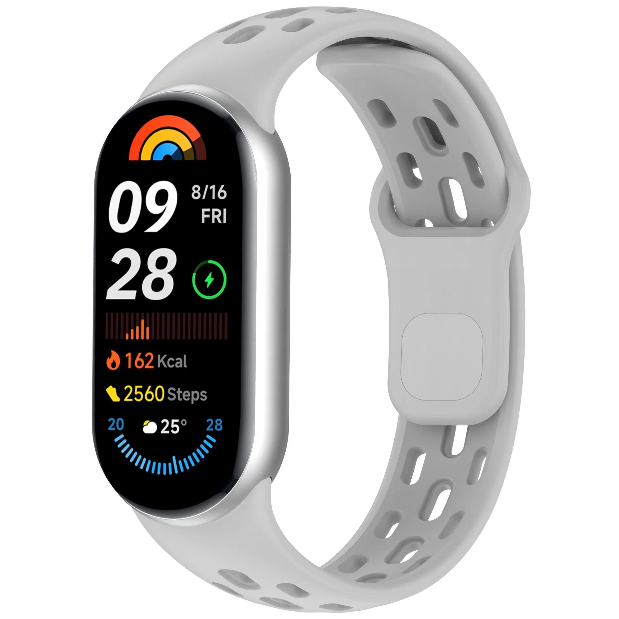 

Силиконовый ремешок для Xiaomi Mi Band 10 Аксессуары Спортивный дышащий Браслет Наручный ремешок pulseira correa для Xiaomi Mi band 9 8 For Mi Band 10 9 8 серый