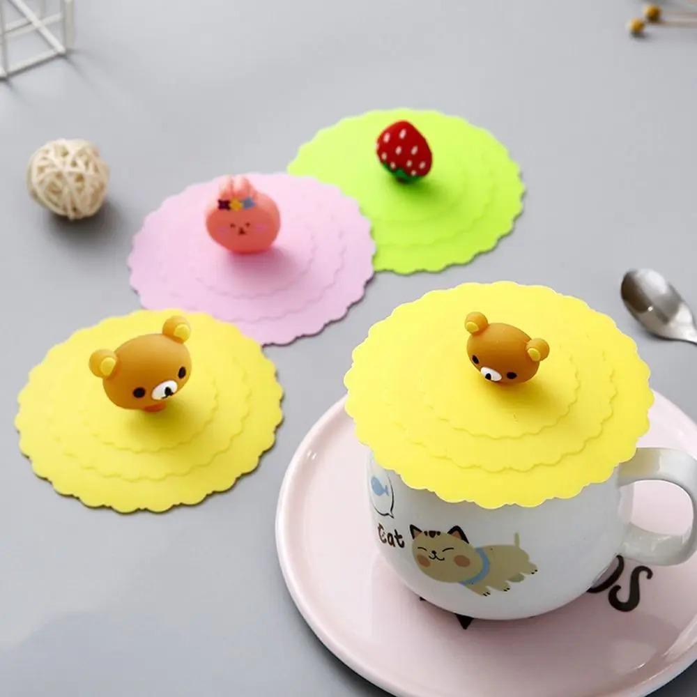 Heat-Resistant Silicone Tea Cup Cover 1Pc Reusable Cartoon Sealed Dustproof Leakproof Lid Tool